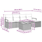 Sofa Set mit Kissen mit Speicher 6 pcs Grau Poly-Rattan