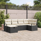 Sofa Set mit Kissen mit Speicher Schwarz und Creme Poly-Rattan