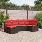Sofa Set mit Kissen mit Speicher Braun und Rot Poly-Rattan