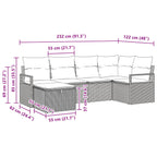 Sofa Set mit Kissen Grau und Marineblau Poly-Rattan
