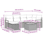 Sofa Set mit Kissen 7 pcs Schwarz und Türkis Poly-Rattan