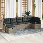 Sofa Set mit Kissen mit Speicher 7 pcs Grau Poly-Rattan