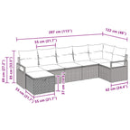 Sofa Set mit Kissen 7 pcs Grau und Marineblau Poly-Rattan