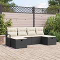 Sofa Set mit Kissen 6 pcs Schwarz und Creme Poly-Rattan