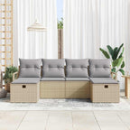 Sofa Set mit Kissen 6 pcs Beige und Hellgrau Poly-Rattan