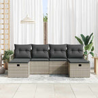 Sofa Set mit Kissen mit Speicher 6 pcs Hellgrau Poly-Rattan