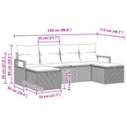 Sofa Set mit Kissen 6 pcs Schwarz und Türkis Poly-Rattan