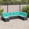 Sofa Set mit Kissen mit Speicher 8 pcs Schwarz Poly-Rattan