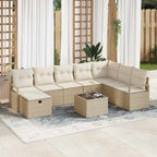 Sofa Set mit Kissen 9 pcs Beige und Creme Poly-Rattan