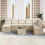 Sofa Set mit Kissen 9 pcs Beige und Creme Poly-Rattan