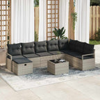Sofa Set mit Kissen mit Speicher 9 pcs Hellgrau Poly-Rattan