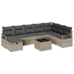 Sofa Set mit Kissen mit Speicher 9 pcs Hellgrau Poly-Rattan