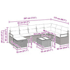 Sofa Set mit Kissen mit Speicher 9 pcs Hellgrau Poly-Rattan