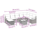 Sofa Set mit Kissen mit Speicher 9 pcs Schwarz Poly-Rattan