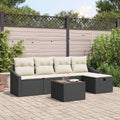 Sofa Set mit Kissen mit Speicher Schwarz Poly-Rattan