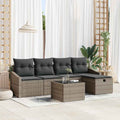 Sofa Set mit Kissen mit Speicher Grau Poly-Rattan