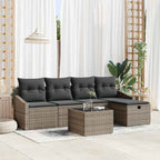 Sofa Set mit Kissen mit Speicher Grau Poly-Rattan
