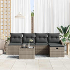 Sofa Set mit Kissen mit Speicher Grau Poly-Rattan