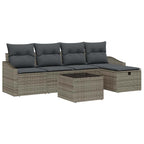 Sofa Set mit Kissen mit Speicher Grau Poly-Rattan