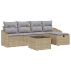 Sofa Set mit Kissen mit Speicher Beige Poly-Rattan