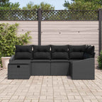 Sofa Set mit Kissen mit Speicher 6 pcs Schwarz Poly-Rattan
