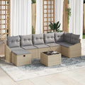 Sofa Set mit Kissen mit Speicher Beige Poly-Rattan
