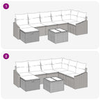 Sofa Set mit Kissen mit Speicher Beige Poly-Rattan