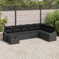 Gartensofa-set mit Kissen mit Speicher 8 pcs Poly-Rattan
