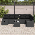 Garten-Sofa-Set mit Kissen 9 pcs Schwarz Poly Rattan