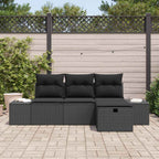 Garten-Sofa-Set mit Kissen 4 pcs Schwarz Poly Rattan