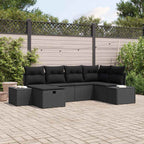 Gartensofa-set mit Kissen 6 pcs Schwarz Poly-Rattan