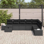 Gartensofa-set mit Kissen 8 pcs Schwarz Poly-Rattan