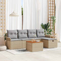 Gartensofa-set mit Kissen mit Speicher 6 pcs Beige Poly-Rattan