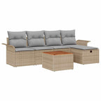 Gartensofa-set mit Kissen mit Speicher 6 pcs Beige Poly-Rattan