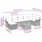 Gartensofa-set mit Kissen mit Speicher 8 pcs Beige Poly-Rattan