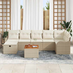 Gartensofa-set mit Kissen mit Speicher 8 pcs Beige Poly-Rattan