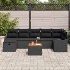 Gartensofa-set mit Kissen 8 pcs Schwarz Poly-Rattan