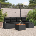 Gartensofa-set mit Kissen 6 pcs Schwarz Poly-Rattan