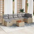 Gartensofa-set mit Kissen mit Speicher 8 pcs Beige Poly-Rattan