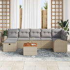 Gartensofa-set mit Kissen mit Speicher 8 pcs Beige Poly-Rattan