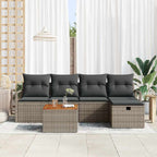 Gartensofa-set mit Kissen mit Speicher 6 pcs Grau Poly-Rattan