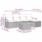 Gartensofa-set mit Kissen mit Speicher 6 pcs Grau Poly-Rattan