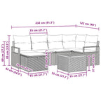 Gartensofa-set mit Kissen 7 pcs Schwarz Poly-Rattan