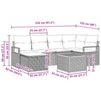 Gartensofa-set mit Kissen mit Speicher 7 pcs Grau Poly-Rattan