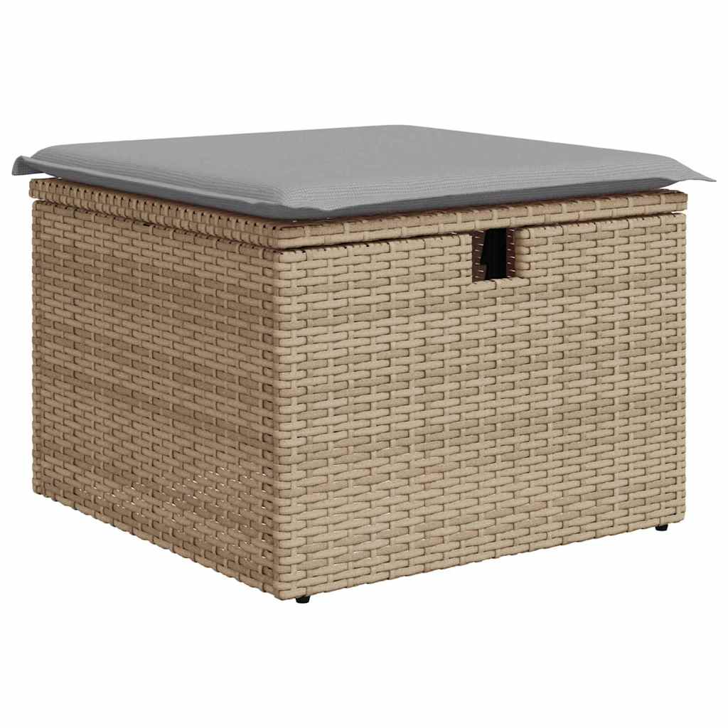 Gartensofa-set mit Kissen mit Speicher 6 pcs Beige Poly-Rattan