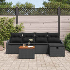 Gartensofa-set mit Kissen 6 pcs Schwarz Poly-Rattan