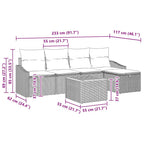 Gartensofa-set mit Kissen 6 pcs Schwarz Poly-Rattan