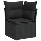 Gartensofa-set mit Kissen 7 pcs Schwarz Poly-Rattan