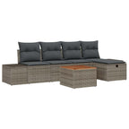 Gartensofa-set mit Kissen mit Speicher 6 pcs Grau Poly-Rattan