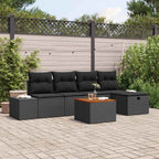 Gartensofa-set mit Kissen 6 pcs Schwarz Poly-Rattan